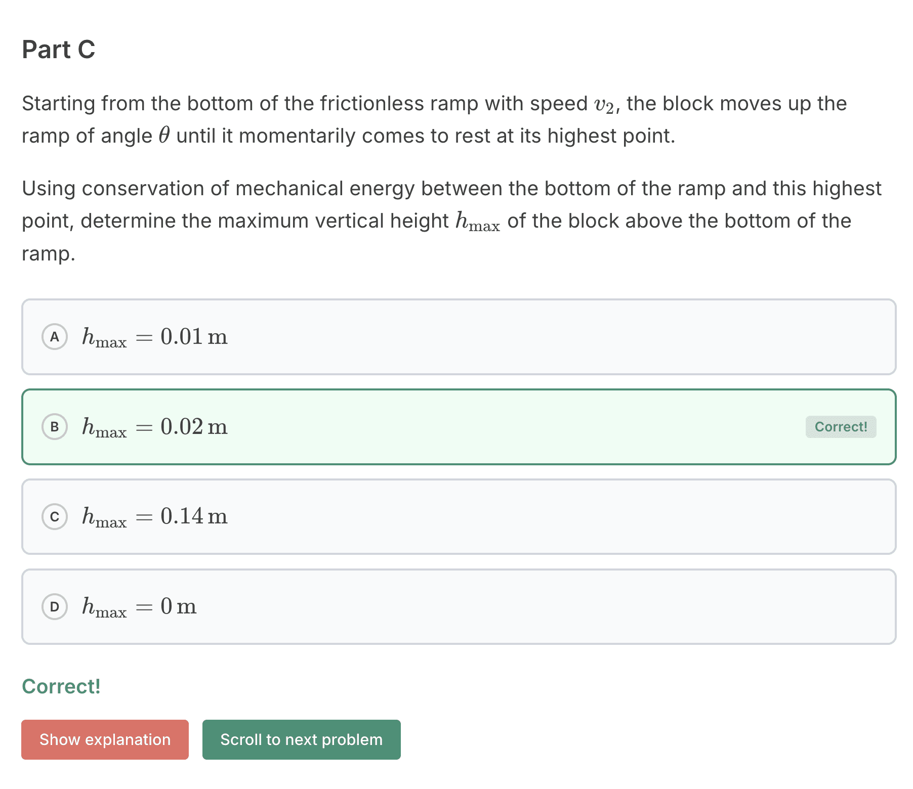 Spring ramp problem part 3 - calculate height up the ramp